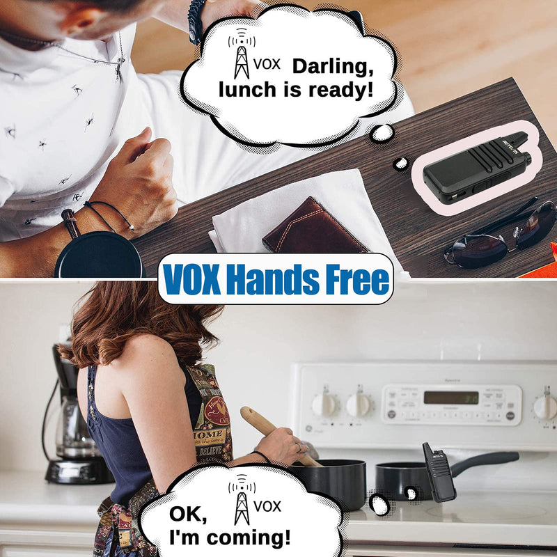 Retevis RT22 Walkie Talkies, Mini 2 Way Radio Rechargeable, VOX Handsfree, Portable, Two-Way Radios Long Range with Earpiece, for Family Kids Road Trip Camping Hiking (2 Pack, Black)