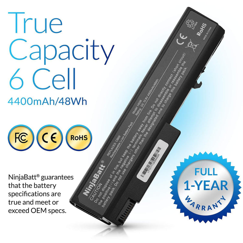 NinjaBatt Battery for HP 8440P 6550B TD06 482962-001 486296-001 8440W 6440B 6930P 6450B 6735B 6445B 6455B 6540B 6545B 6555B 6730B 6530B 6535B TD09 593578-001 High Performance [6 Cells/4400mAh]
