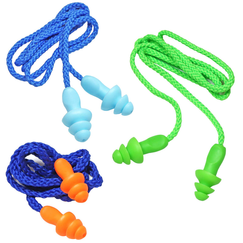 12 Pairs Corded Ear Plugs Soft Silicone Reusable Earplugs Noise Cancelling for Hearing Protection, Sleeping (Combo 12) Combo 12