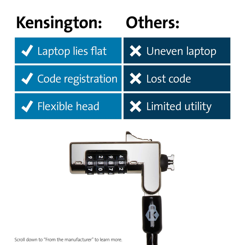 Kensington Slim NanoSaverâ„¢ Combination Laptop Lock (Resettable) (K60603WW) For NanoSaver Slot