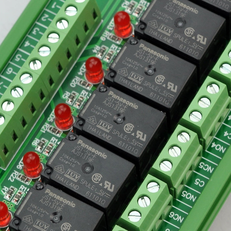 Electronics-Salon DIN Rail Mount 8 SPDT Power Relay Interface Module. (Operating Voltage: DC 5V) Operating Voltage: DC 5V