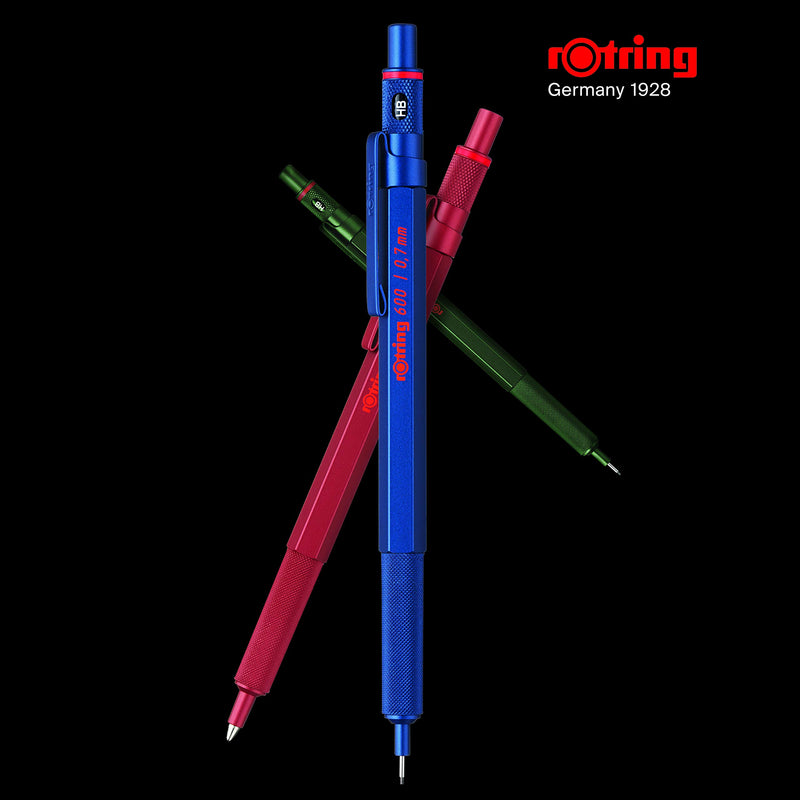 rOtring 600 Mechanical Pencil | HB 0.5 mm | Red All-Metal Body | Hexagonal Barrel 0.5mm