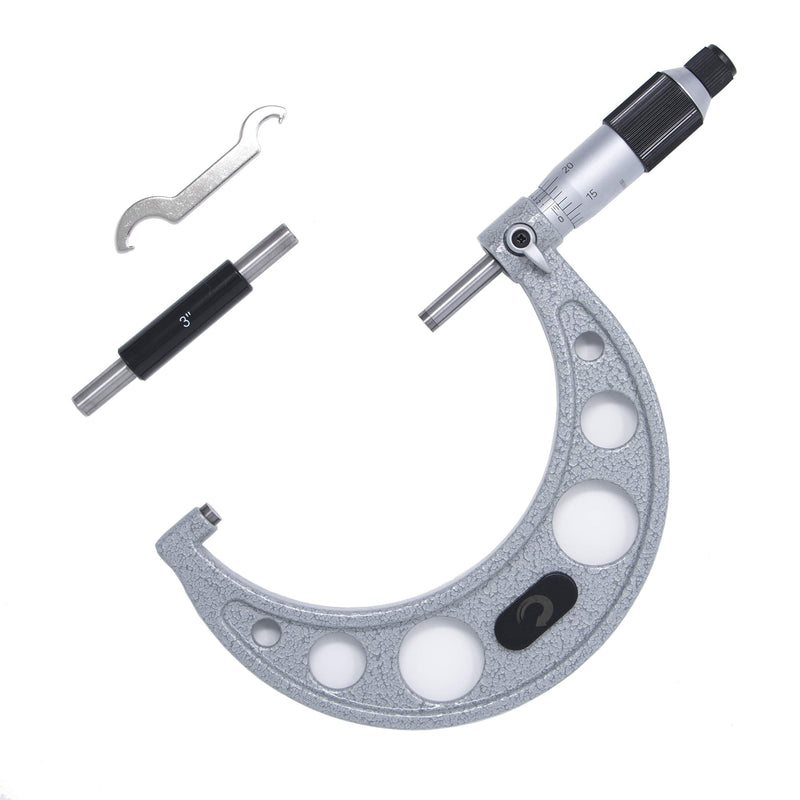 Clockwise Tools MMTR-04 Premium Outside Micrometer with Carbide Tip 3-4" Measuring Range 0.0001" Graduation Precision Machinist Tool 3-4"