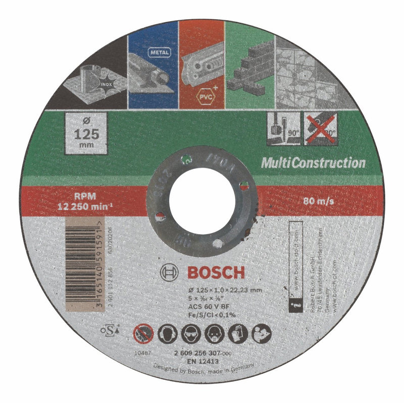 Bosch Accessories Bosch DIY cutting disc Multi Construction (for angle grinder, Ø 125 mm, straight, ACS 60 V BF)