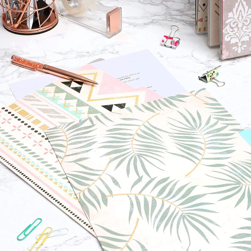 Decorative Bohemian File Folders with 1/3 Cut Tabs (9.5 x 11.5 In, 12 Pack)