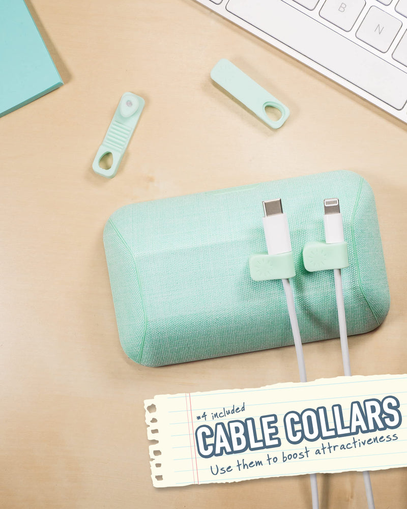 Smartish Magnetic Cord Holder - Bigger Cable Wrangler Organizer with Magnet Clips for Charger Management on Desktop, Nightstand, or Side Table - Holds 6 Cables - Teal Me More