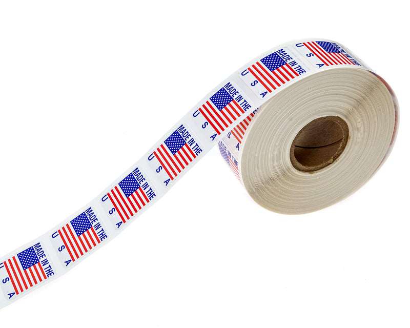 1" x 1" Made in The USA Stickers / USA Made Labels / 1000 American Manufacturer Labels Per Roll