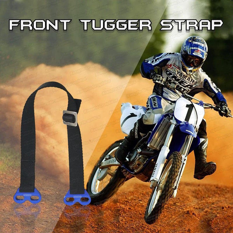 Kungfu Graphics Front Adjustable Rescue Strap for Dirtbikes Motocross Enduro Supercross Universal, Blue