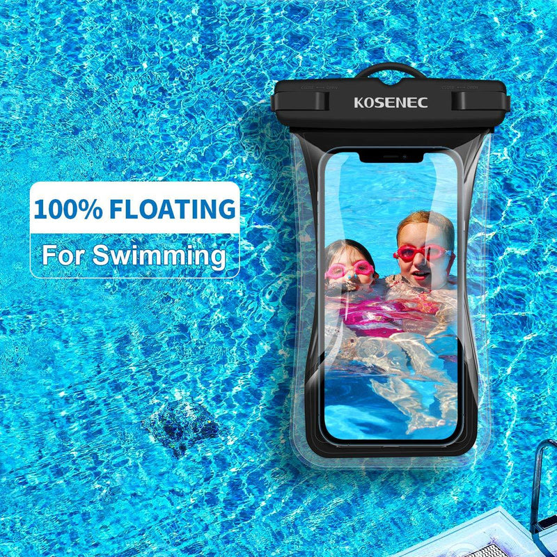 Waterproof Phone Pouch, [2-Pack] Floating IPX8 Universal Cell Phone Waterproof Case Underwater Dry Bag with Lanyard Take Pictures Compatible with iPhone, Samsung and More Up to 6.9'' Black+Black