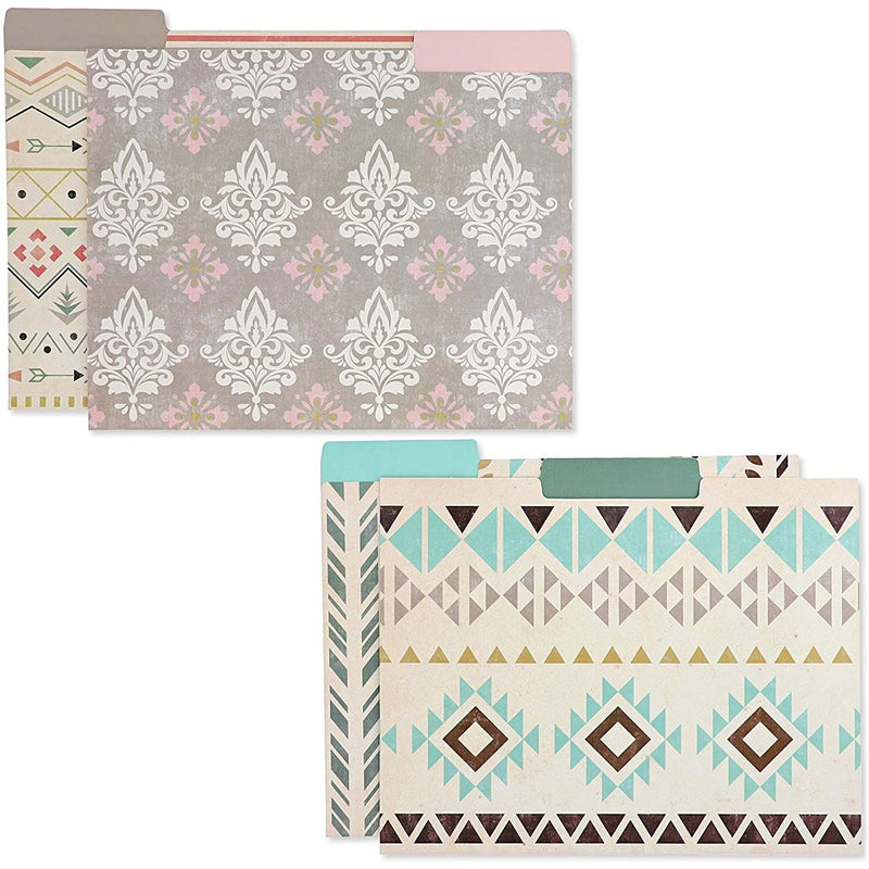 Decorative Bohemian File Folders with 1/3 Cut Tabs (9.5 x 11.5 In, 12 Pack)
