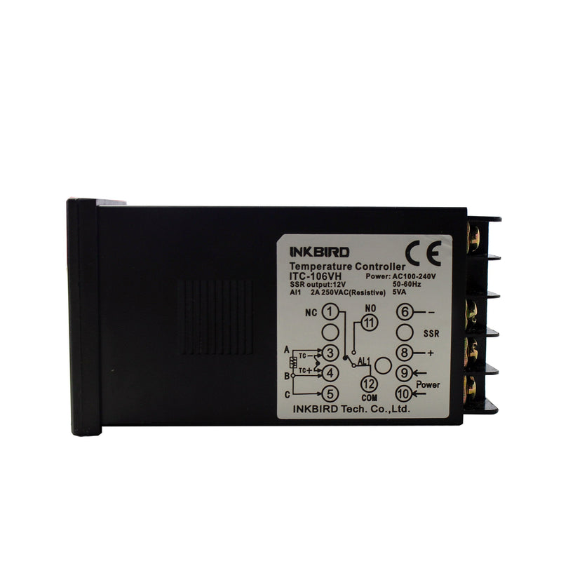 Inkbird ITC-106VH PID Temperature Thermostat Controllers F and C 100 to 240ACV K Sensor 40DA SSR Solid State Relay for Sous Vide Home Brewing ITC-106VH + K + 40A SSR