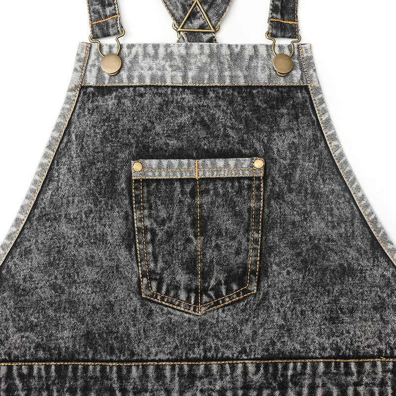 Jeanerlor - Denim Hair Stylist Tool Apron with Pockets for Women - Jean Work Apron Cross Straps & Adjustable S to M (Black) Medium Black