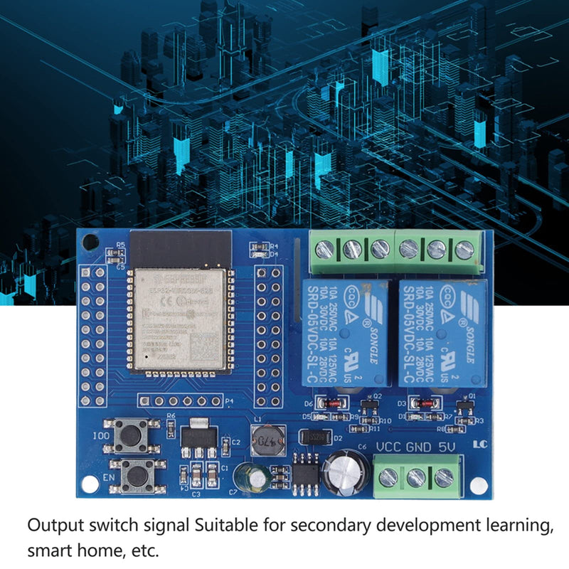 Dual relay module ESP32 development board ESP32-WROOM secondary development DC5-60V power supply