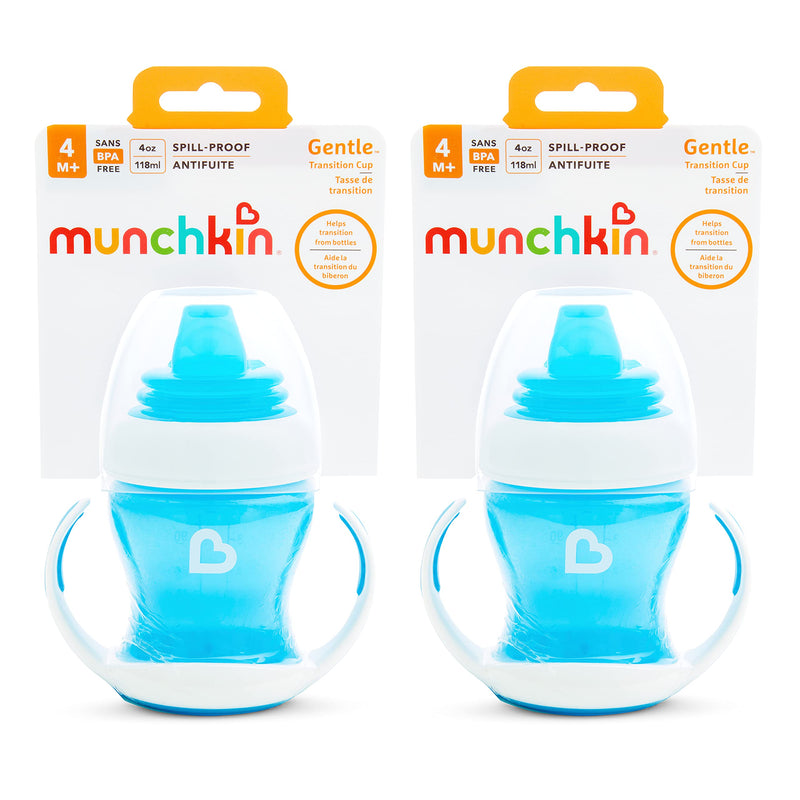 Munchkin 2 Piece Gentle Transition Trainer Cup, 4 Ounce, Blue