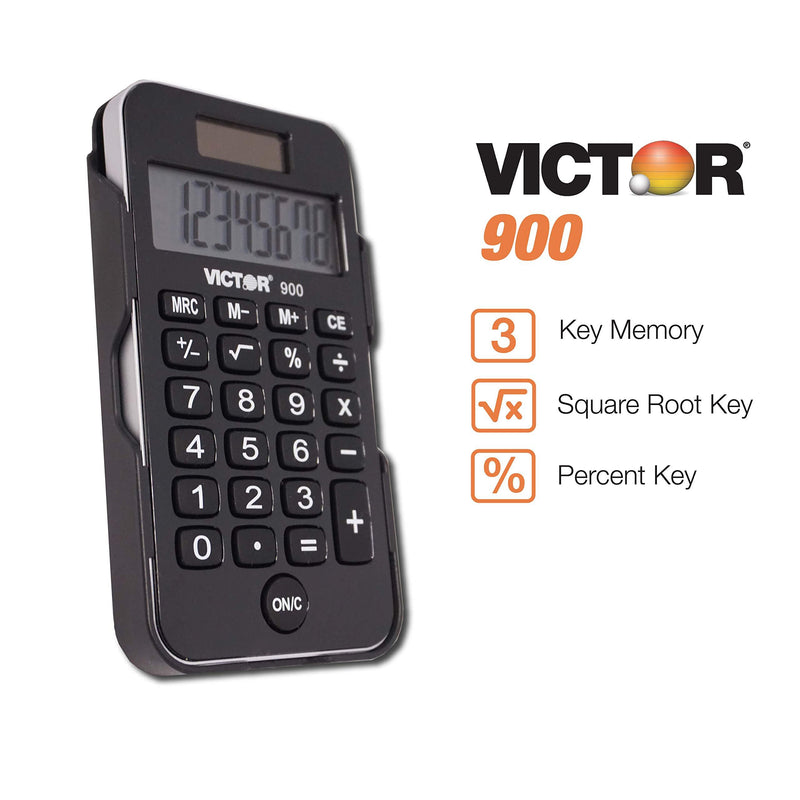 Victor 900 Handheld Calculator, Black, 0.3" x 2.5" x 4.3" 0.3" x 2.5" x 4.3"