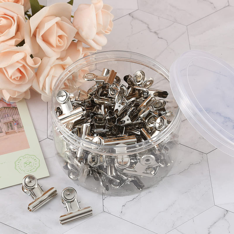 Gansita 60 Pack Push Pins Clips, Pinning No Holes for Paper, Heavy Duty Clips Creative Paper Clips Bulldog Clips with Tacks for School Offices on Cork Board Bulletin Boards Cubicle Walls (Silver)