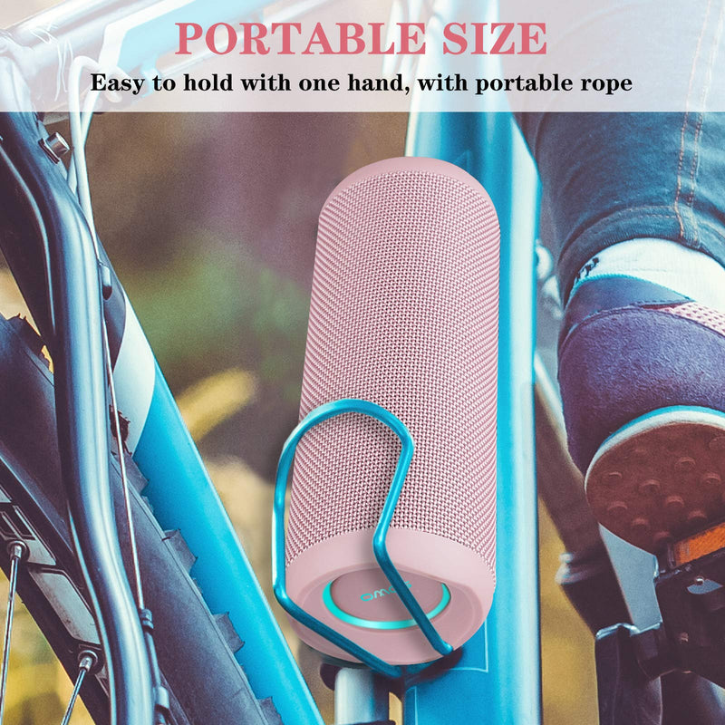 Bluetooth Speaker, IPX7 Waterproof Portable Wireless Speaker, 25W Loud Sound, Bassboom Technology, TWS Pairing, 16H Playtime, Speaker with Lights for Home Outdoors - Pink