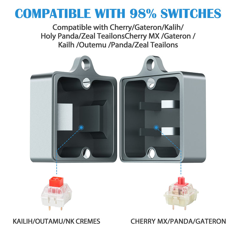 HONKID Switch Opener Aluminum Keyboard Switch Opener for Cherry MX Gateron Kailh Outemu and Panda Mechanical Switches with Metal Magnet (Grey) Grey