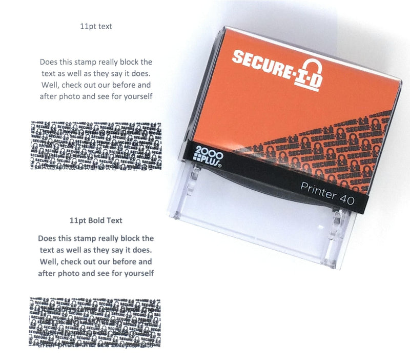 SECURE ID and SECURE MARKER COMBO, Identity Theft Block Out Stamp and Marker Combo. Perfect For Blocking Out Confidential Information, Orange Case