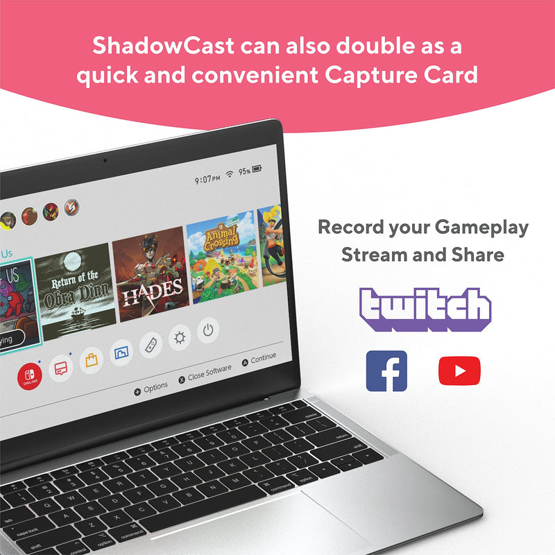 GENKI ShadowCast - Easily Connect and Play Game Consoles on the Laptop, Smallest Capture Card with Great Performance