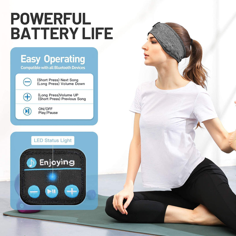 Perytong Sleep Headphones Wireless, Bluetooth Sports Headband Headphones with Ultra-Thin HD Stereo Speakers Perfect for Sleeping,Workout,Jogging,Yoga,Insomnia, Air Travel, Meditation, Grey 1 Count (Pack of 1)