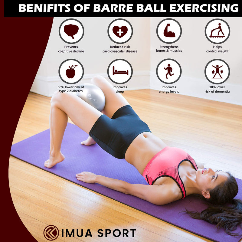 Barre Ball by Imua Sport - 9-inch Small Exercise Ball for Barre, Yoga, Pilates and More - Workout Guide Included
