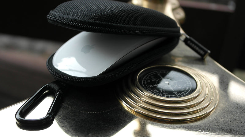 CASEBUDi Tough Travel Carrying Case for Apple Magic Mouse 1 and 2 | Hard Shell Ballistic Nylon (Black) Black
