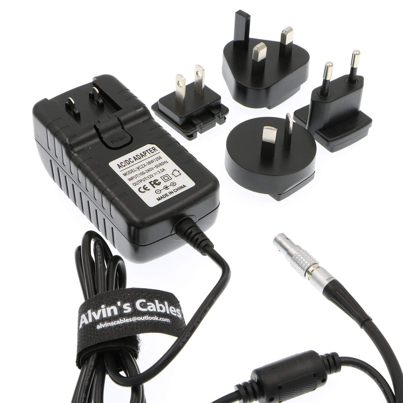 Alvin's Cables 2 Pin Male to Universal AC with UK EU AU US Plugs Adapter Converter Power Cable for Z CAM E2 Flagship Teradek Cube Hollyland Cosmo 600 Straight 2 Pin