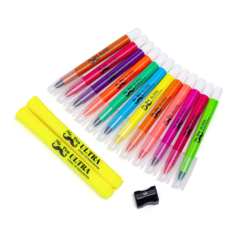 Mr. Pen- Highlighters, Gel Highlighter, Pack of 12, No Bleed Highlighter, Bible Highlighters, Sharpener, Highlighter Assorted Colors, Bible Study Highlighter, Bible Journaling Supplies, Bible Markers