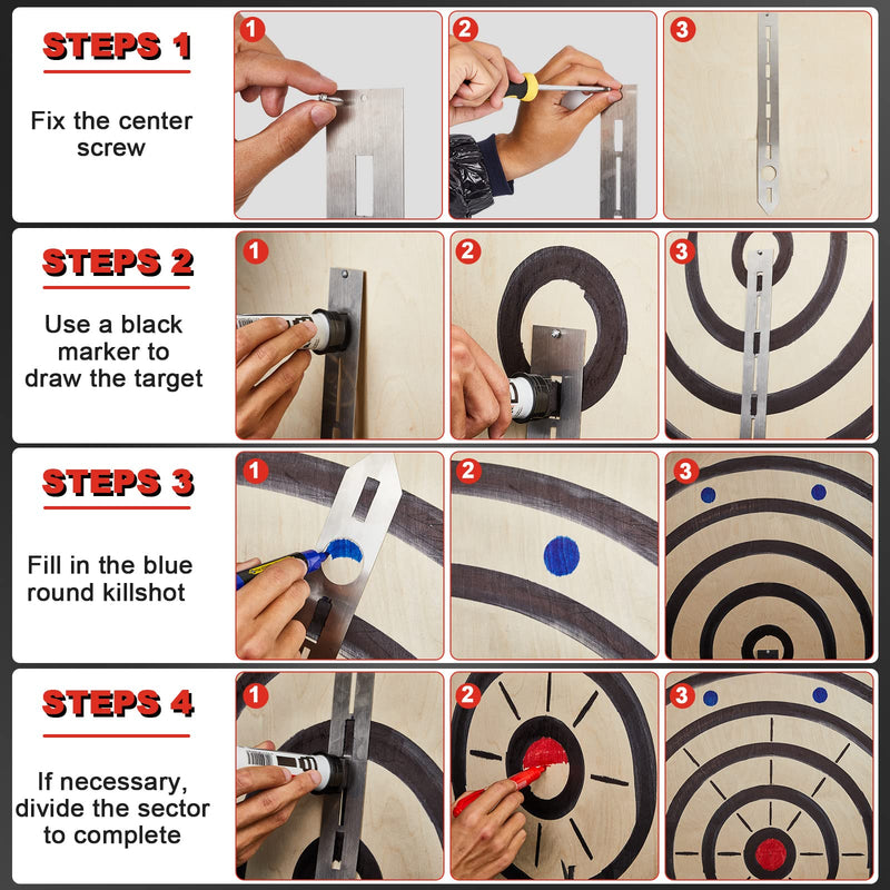 Axe Throwing Target Template Stencil, 3 Pieces Standard Markers and Axe Sharpening Stone Multi Purpose Whetstone Blade Sharpener for Drawing Axe Throwing Target Template