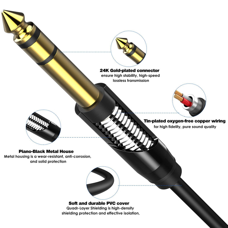 MillSO 1/4 to 3.5mm Headphone Adapter TRS 6.35mm 1/4 Male to 3.5mm 1/8 Female Stereo Jack Audio Adapter for Amplifiers, Guitar, Keyboard Piano, Home Theater, Mixing Console, Headphones - 12inch/30CM