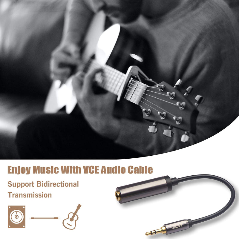VCE 1/4" to 1/8" Adapter,3.5mm 1/8 inch Male to 6.35mm 1/4 inch Female Audio Jack Gold Plated Adapter for Amplifiers, Guitar, Home Theater Devices, Laptop, Headphones - 8inch