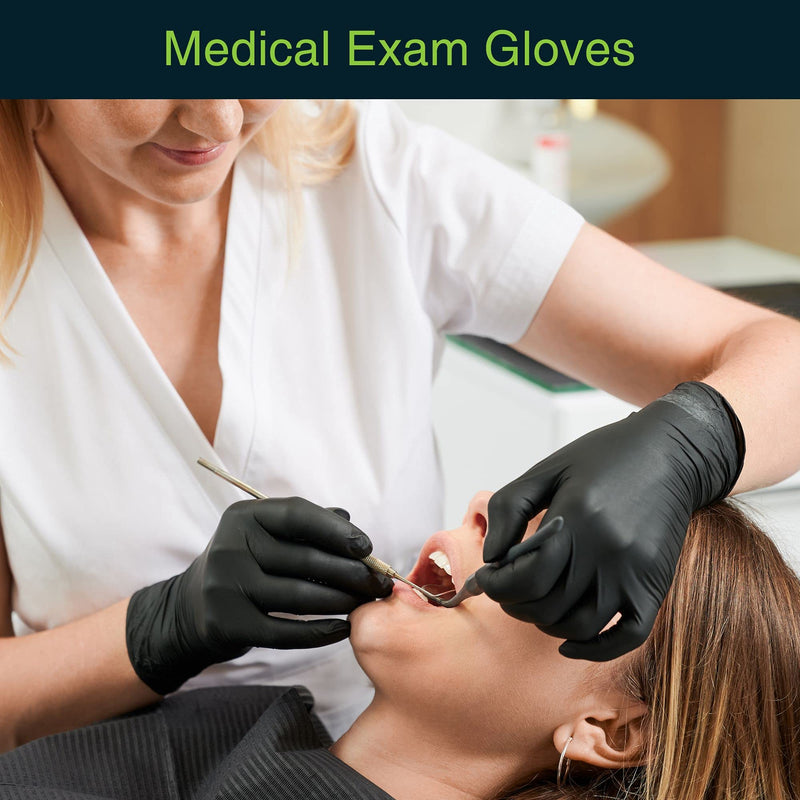Black Vinyl Disposable Gloves X Large 50 Pack - Latex Free, Powder Free Medical Exam Gloves - Surgical, Home, Cleaning, and Food Gloves - 3 Mil Thickness X-Large (Pack of 50) Black