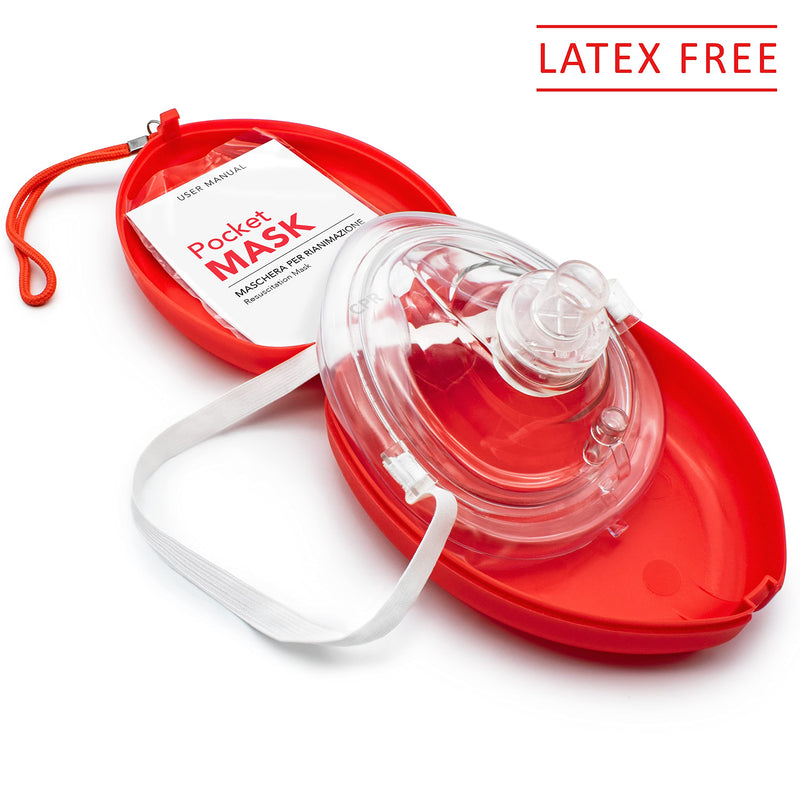 AIESI® Pocket Mask professional mask ventilation mask for mouth-to-mouth ventilation with one-way valve and filter, CPR Mask-Resuscitator 1 pezzo