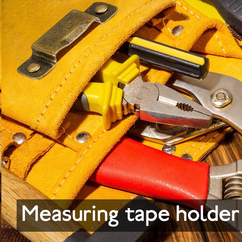 Small Metal Tape Measure Holder Clip Measuring Tape Belt Holder Occidental Measure Holster with Rivets for Drill Leather Pocket Tool, Bronze 12