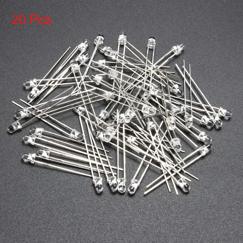 uxcell 20pcs Photosensitive Diode Photodiodes Light Sensitive Sensors, 3mm Clear Round Head Receiver Diode