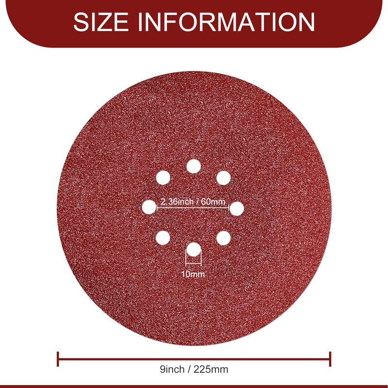 Sandpaper 225 mm Velcro - 10 pieces - grit P180-8 hole sanding grid 225 - drywall sander sanding discs for sanding giraffe long-neck sander wall sander 10 pieces