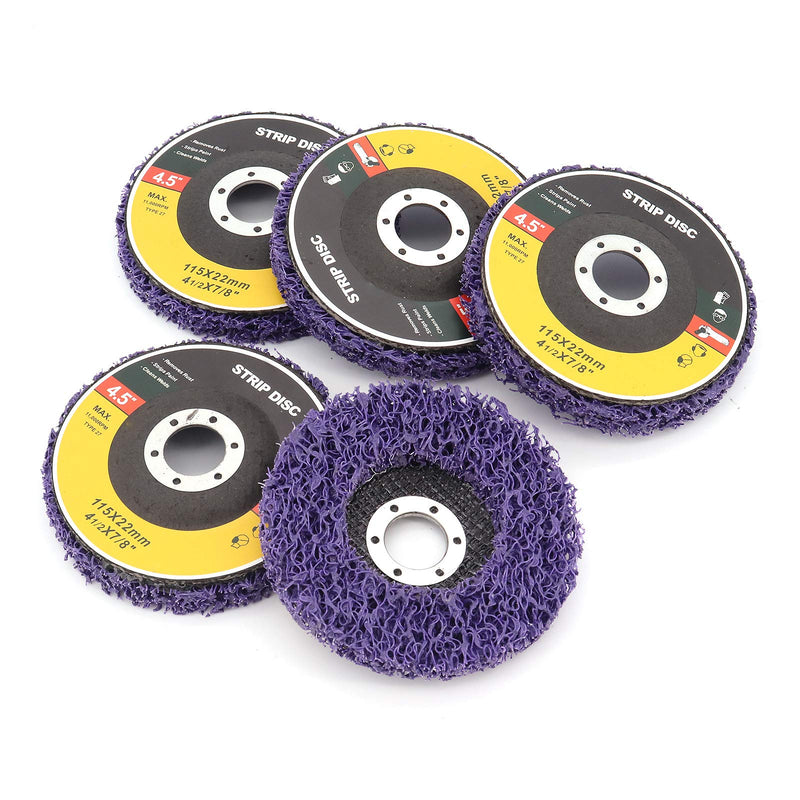 DingGreat 5pcs 115mm Cleaning Disc Coarse Cleaning Disc, Poly Strip Rim Paint Rust Removal Disc for Angle Grinder, for Rust/Paint/Chipping Materials Removing Purple