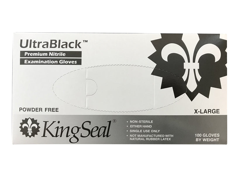 KingSeal UltraBlack Nitrile Exam Gloves, Medical Grade, 4 MIL, Textured, Various Sizes and Packs (100 Count) 1 X-Large (Pack of 100)