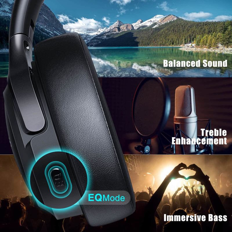 BERIBES Headphones Wireless Bluetooth, [3 EQ Modes] 55H Playtime, Weigh Only 0.38lb Comfort Fit Bluetooth Headphones, Immersive Bass, Smart One Connect Two, HiFi Stereo, Foldable, Built-in HD Mic Black