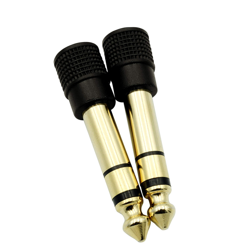 Audio Adapter 6.35mm (1/4 inch) Male to 3.5mm (1/8 inch) Female Stereo Headphone Connector Gold Plated, 2 Pack