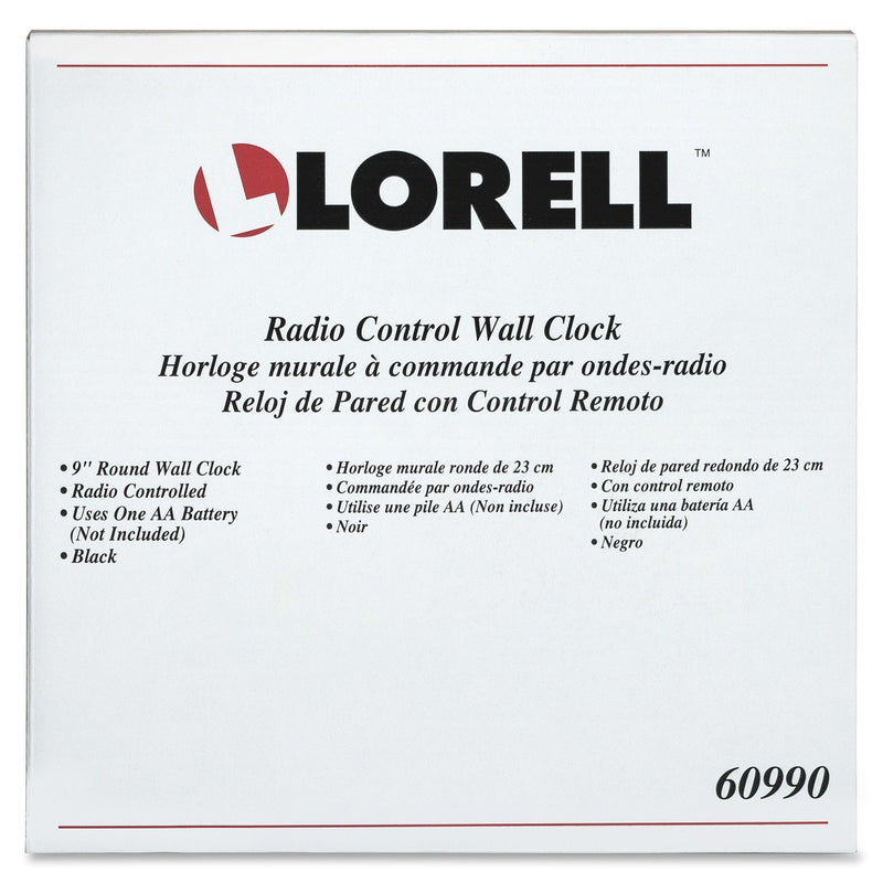 Lorell 60990 Wall Clock, 9 in., Arabic Numerals, White Dial/Black Frame