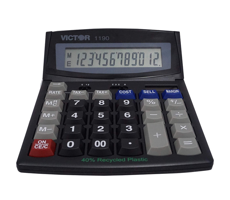 Victor 1190 Desktop Display Calculator, Black, 1" x 5.9" x 7.8"