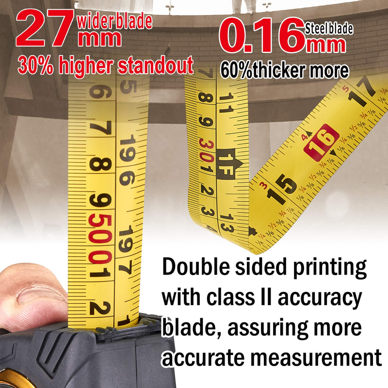 ASSIST 26FT Measuring Tape By ASSIST 3.2m Level Standout, both side printing metal blade,60% thicker blade,Heavy duty,8 times longer lifetime than normal one,Industray grade