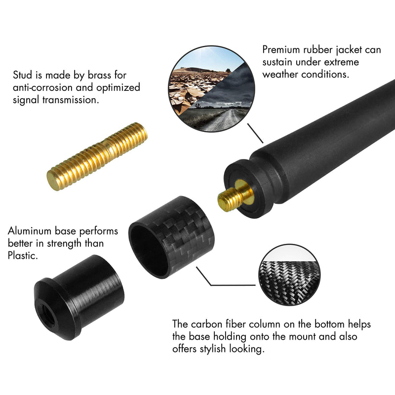 Rydonair Antenna Compatible with 2012-2021 Dodge Ram 1500 | 13 inches Flexible Rubber Antenna Replacement | Designed for Optimized FM/AM Reception