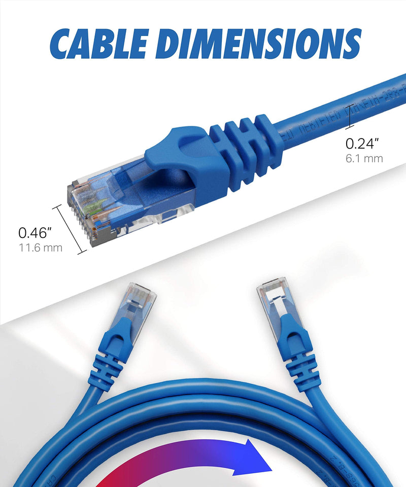 Cat6 Ethernet Cable, 10 Feet (6 Pack) LAN, utp Cat 6, RJ45, Network Cord, Patch, Internet Cable - 10 ft 10 feet (6 pack)