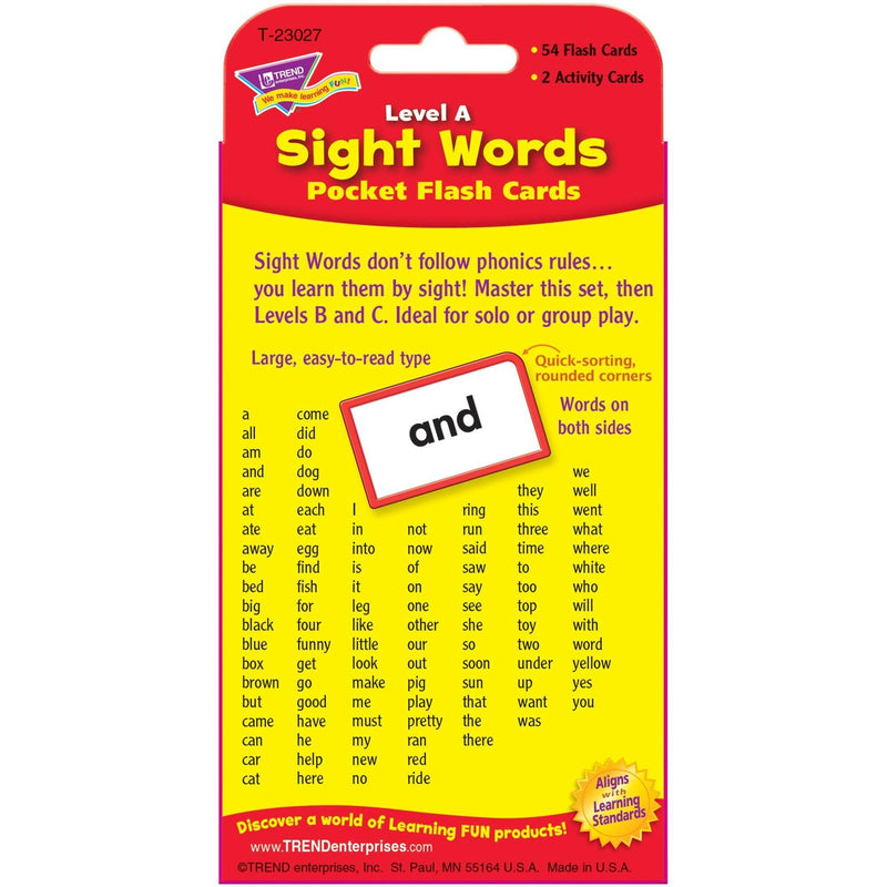 Sight Words Level A Pocket Flash Cards