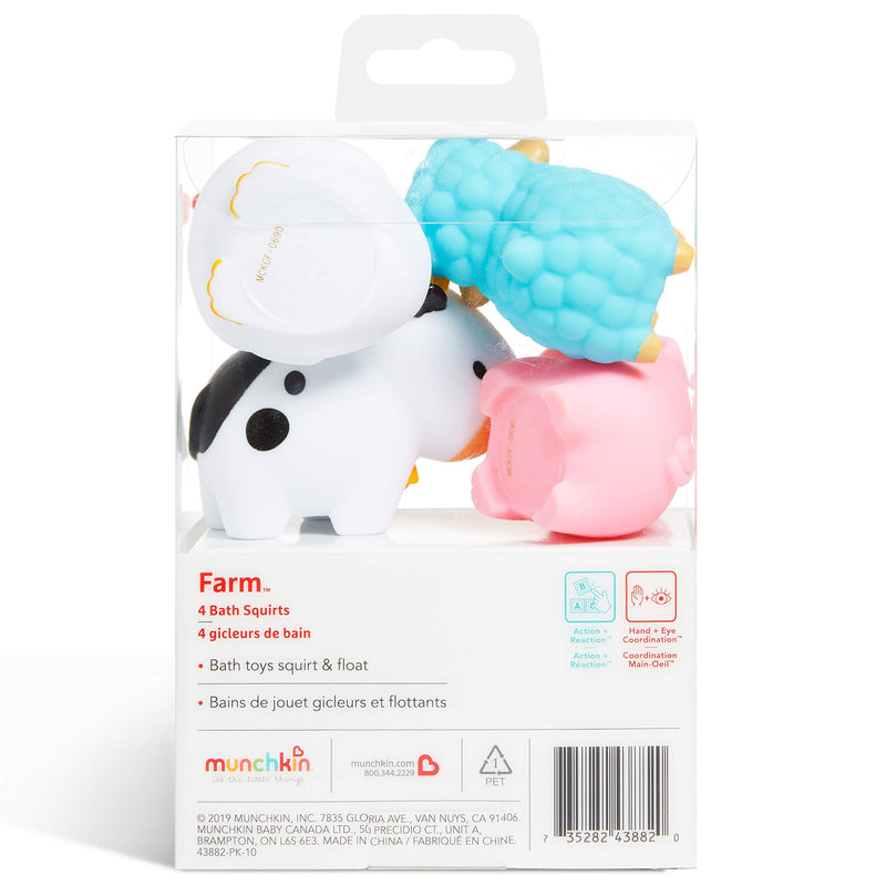 Munchkin Squirtin Bath Toy, Barn Buddies 4 count Farm