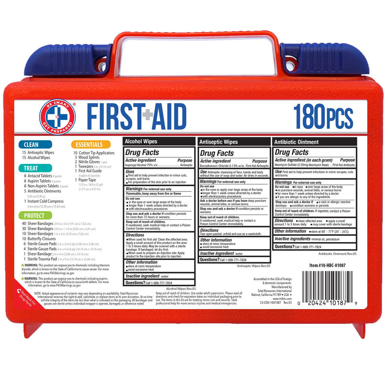 Be Smart Get Prepared First Aid Kit - 180 Piece, (package may vary) 180 Piece Set