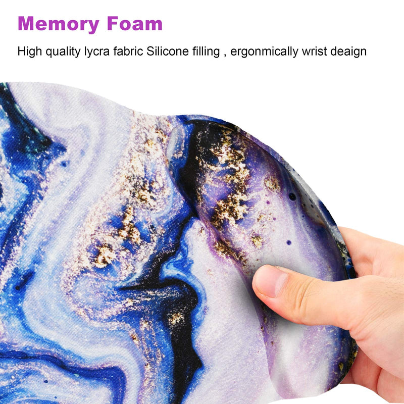 Ergonomic Mouse Pad with Wrist Rest Support Gel, ArtSo Non Slip Rubber Base Pad Computer PC Laptop Women Men Mousepad for Home, Office, Gaming, Working Easy Typing, Pain Relief, Purple Marble